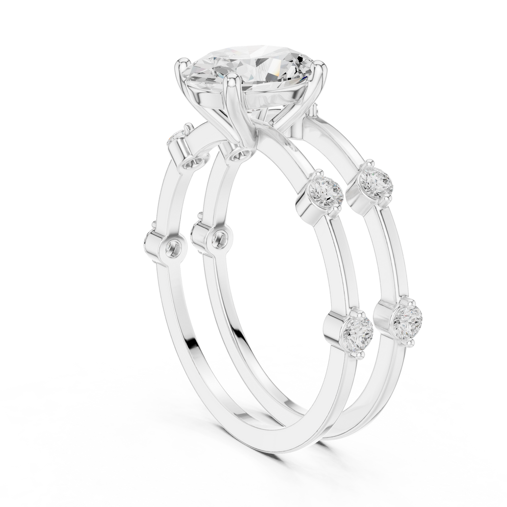 Oval Diamond Multi-Stone Engagement Ring