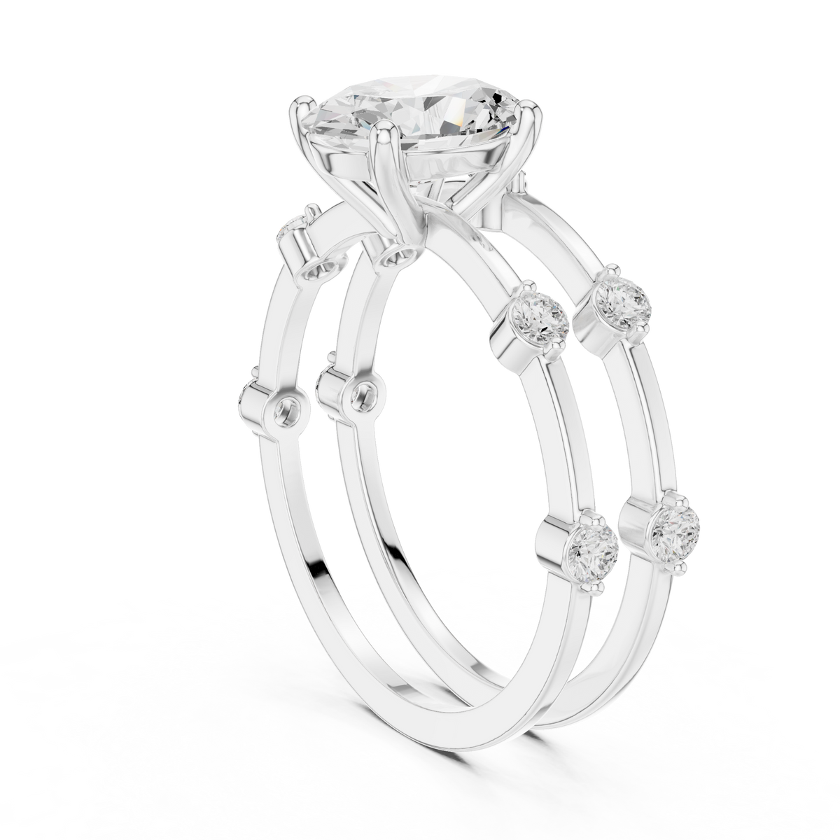 Oval Diamond Multi-Stone Engagement Ring – view 2 of 12, lab grown diamond ring | Jewelix Atelier