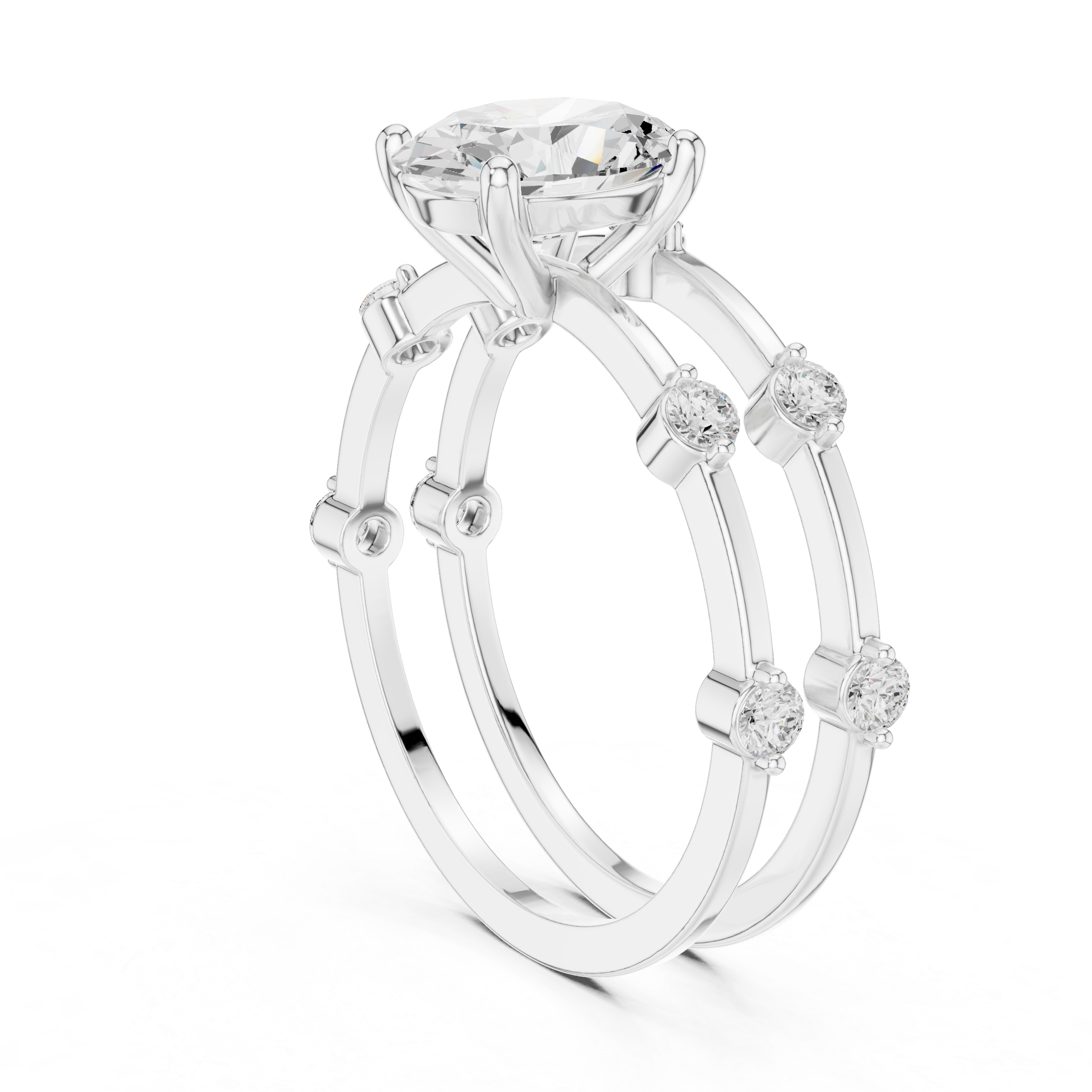 Oval Diamond Multi-Stone Engagement Ring