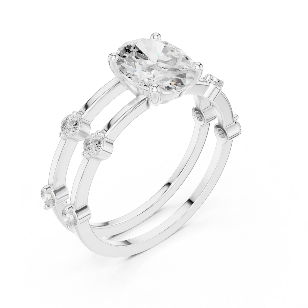 Oval Diamond Multi-Stone Engagement Ring