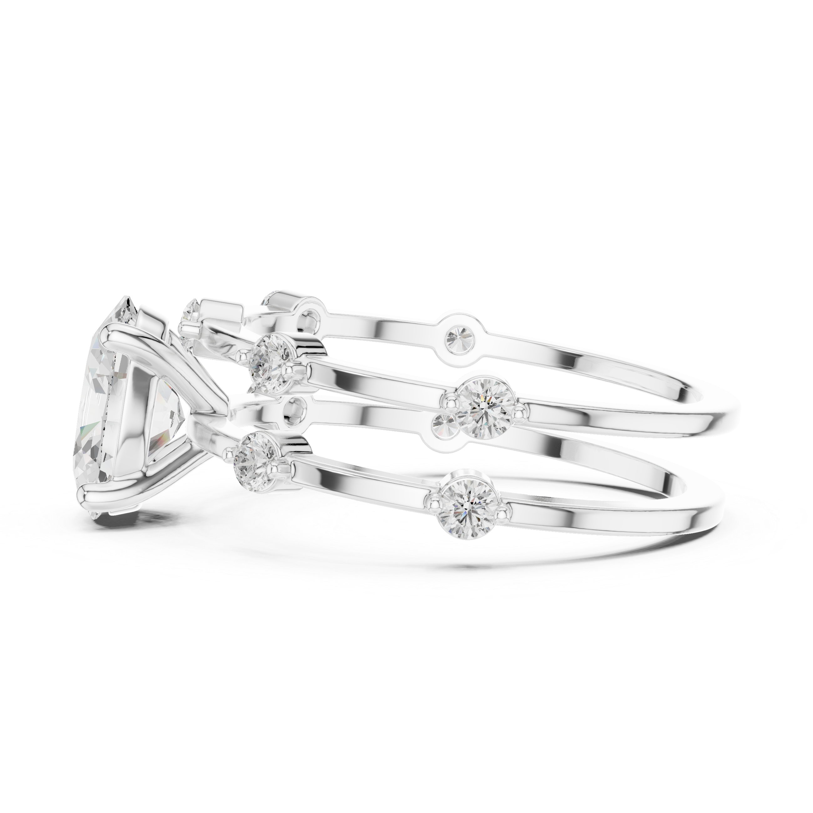 Oval Diamond Multi-Stone Engagement Ring