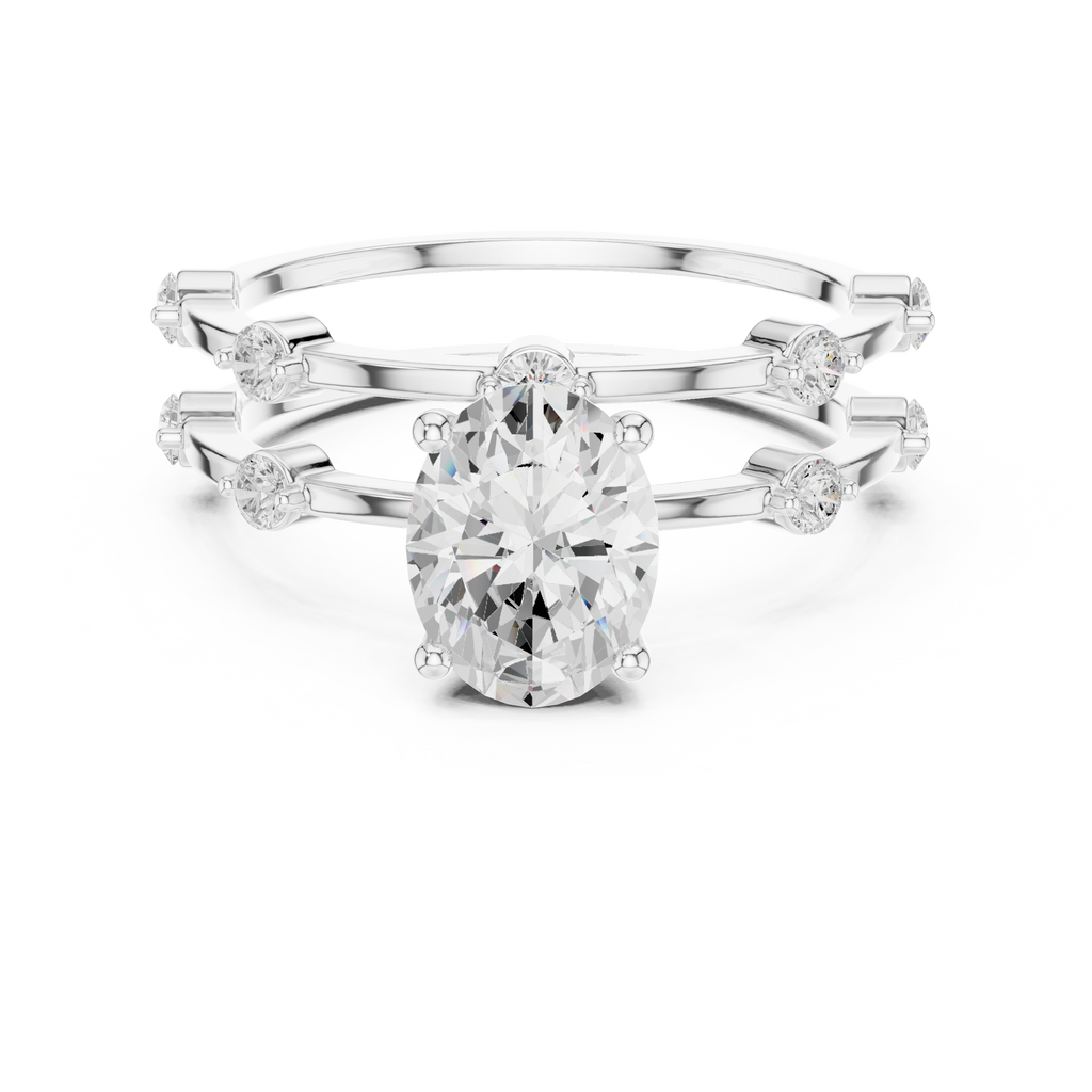 Oval Diamond Multi-Stone Engagement Ring