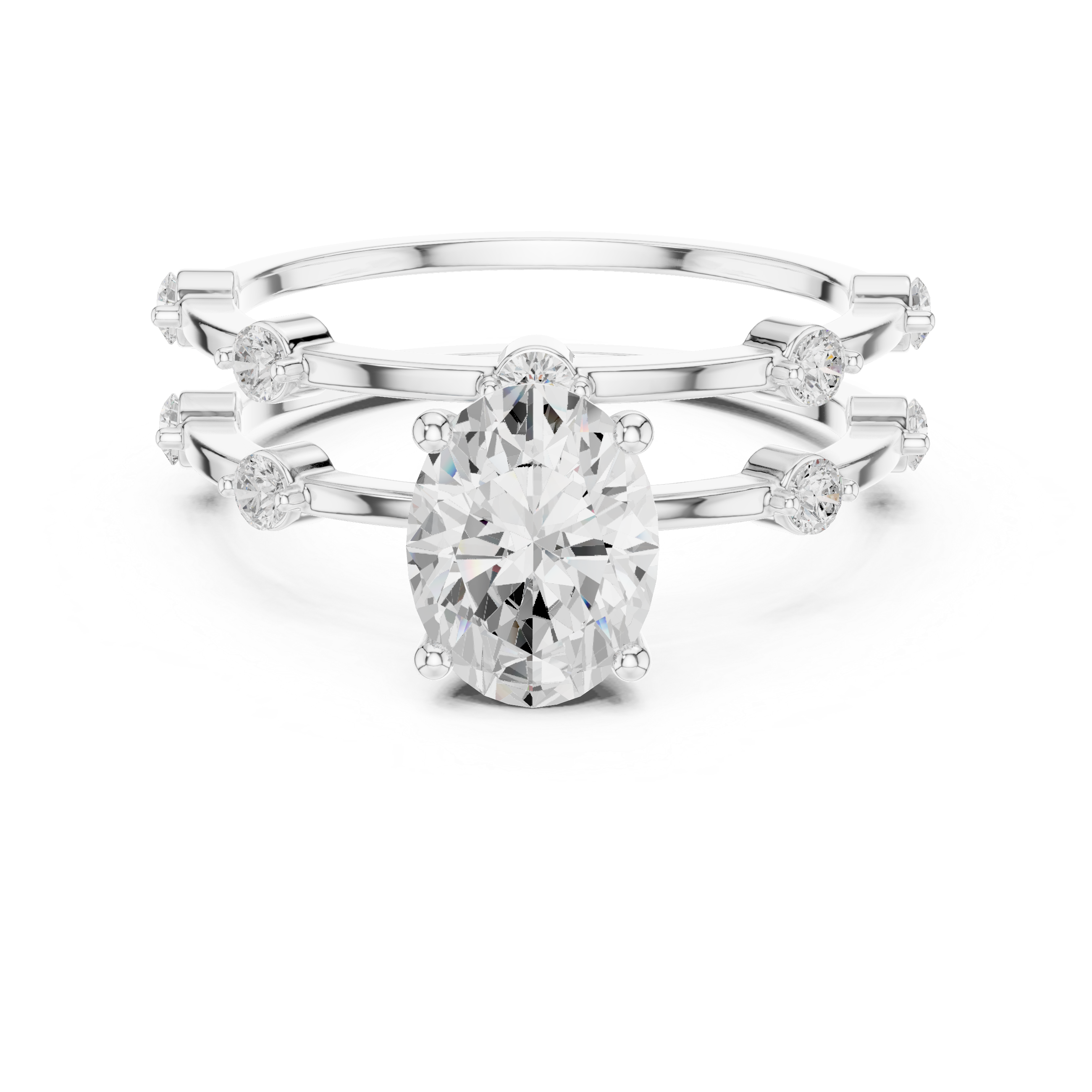 Oval Diamond Multi-Stone Engagement Ring