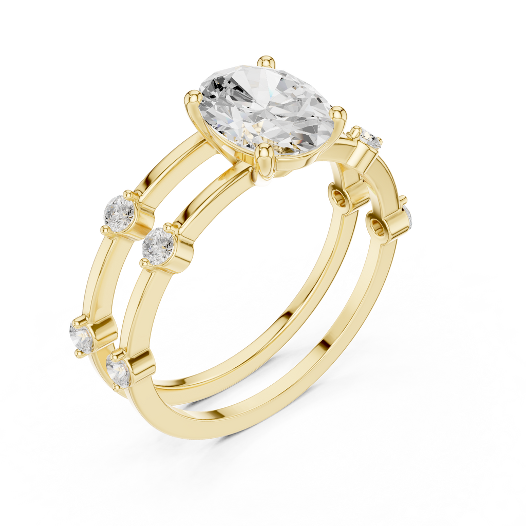 Oval Diamond Multi-Stone Engagement Ring