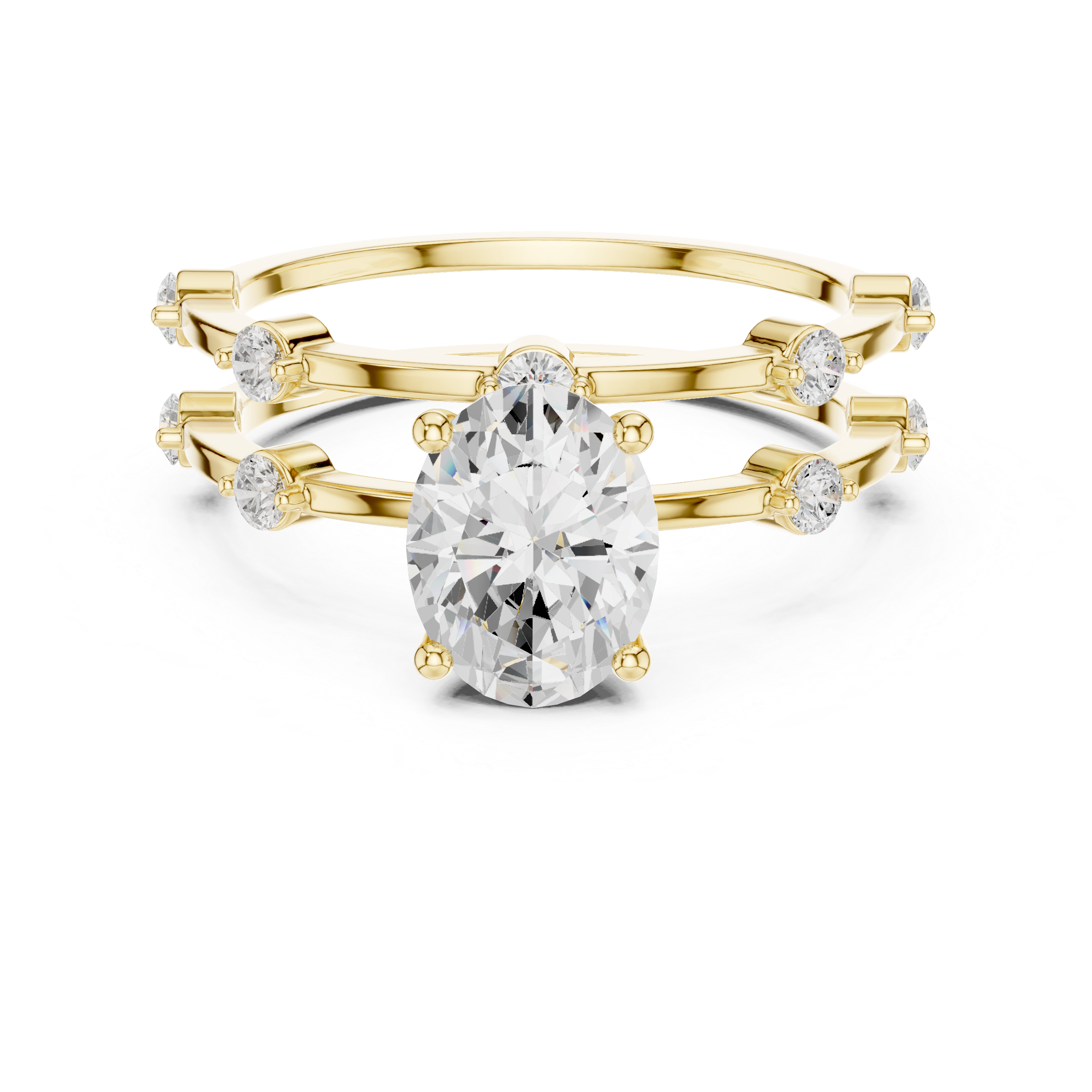 Oval Diamond Multi-Stone Engagement Ring