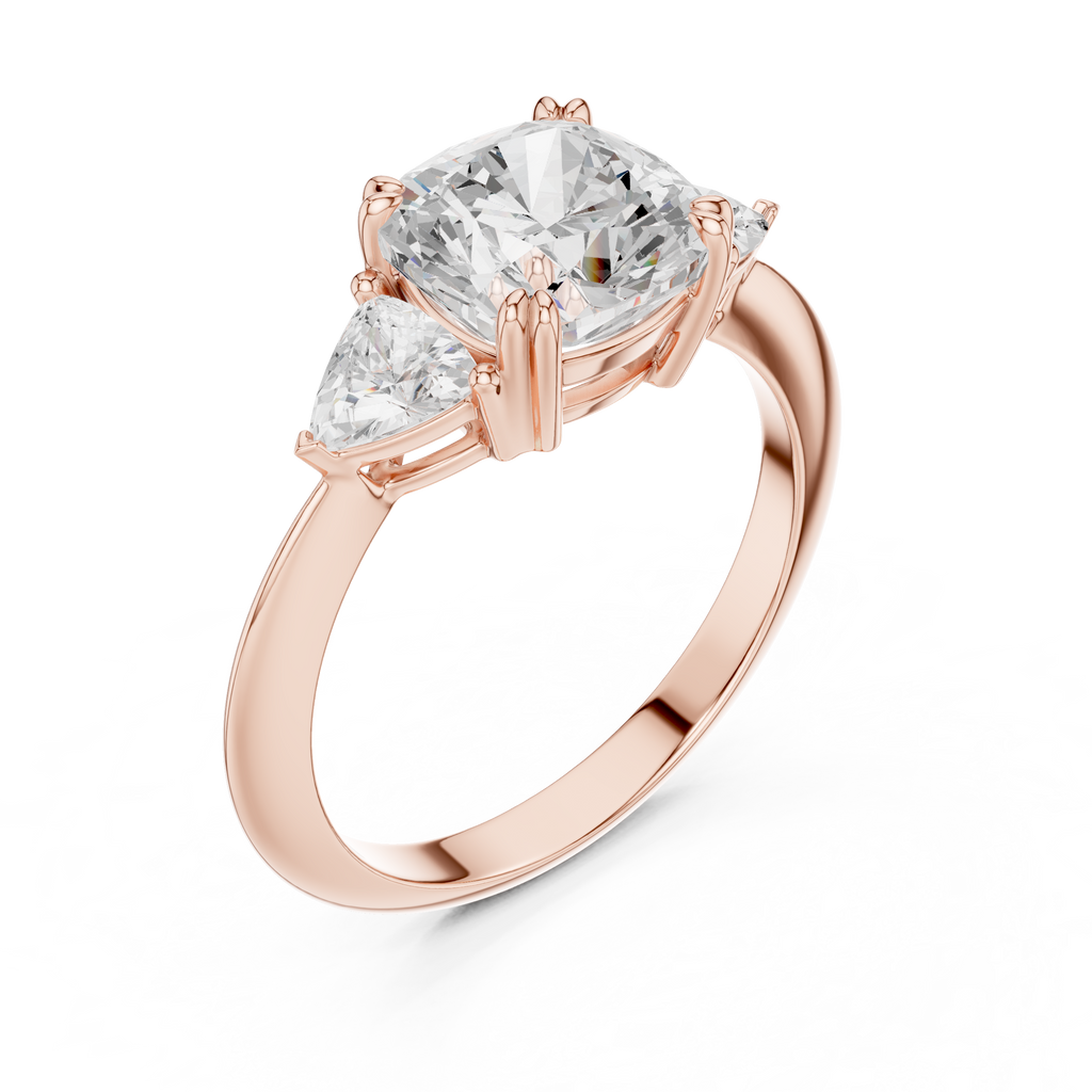 Cushion Cut Three Stone Diamond Engagement Ring