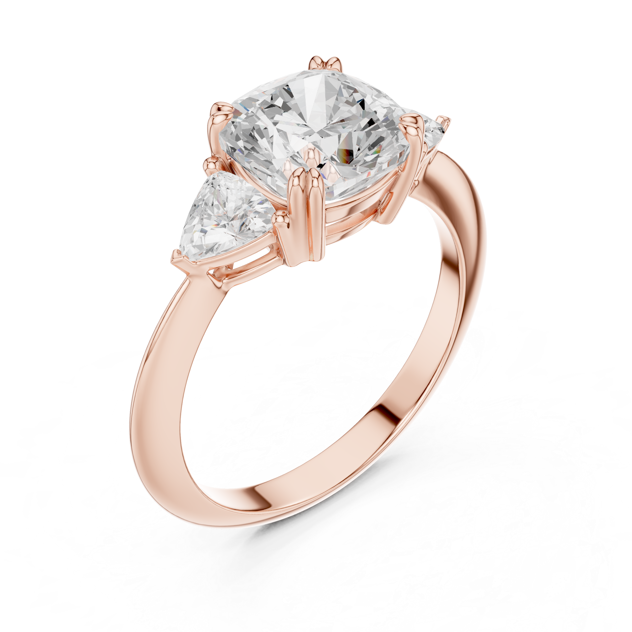 Cushion Cut Three Stone Diamond Engagement Ring