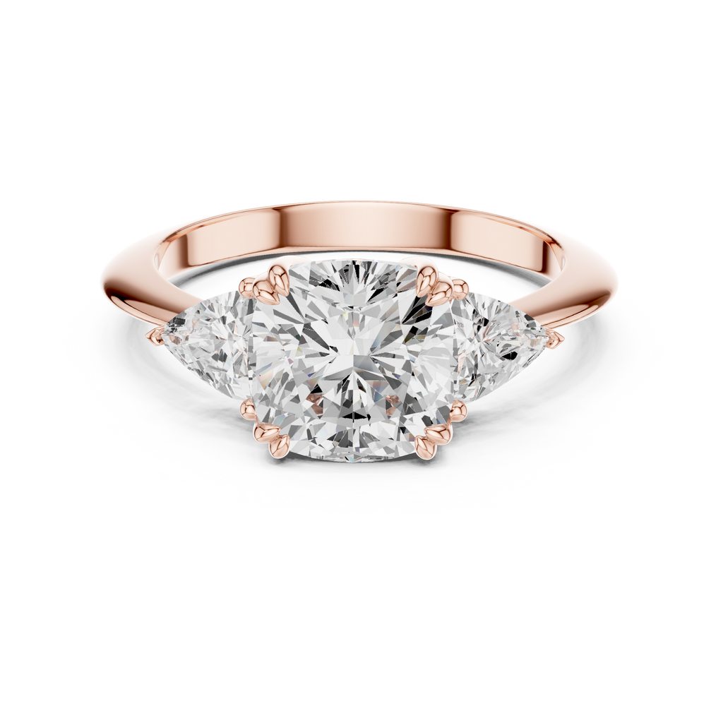 Cushion Cut Three Stone Diamond Engagement Ring