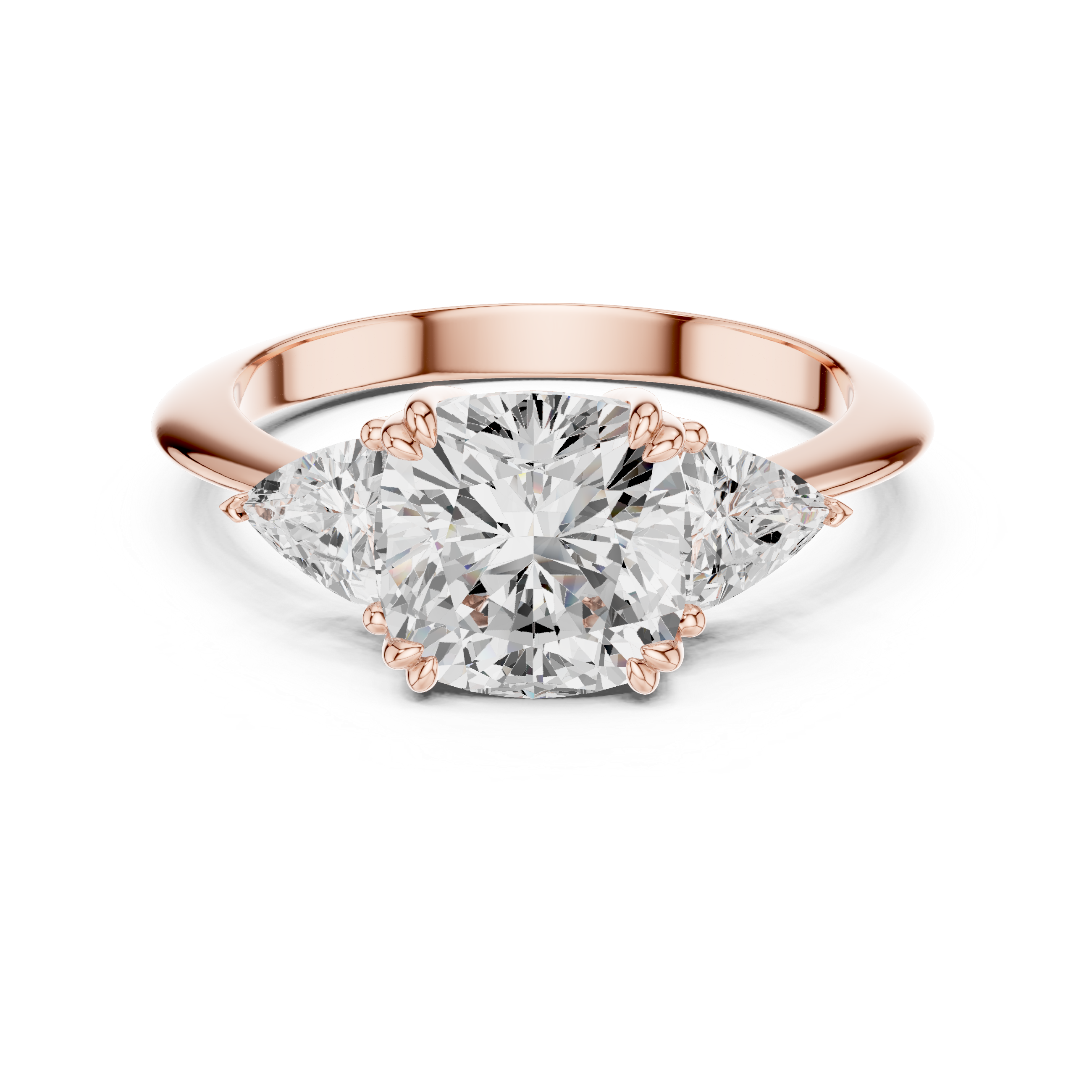 Cushion Cut Three Stone Diamond Engagement Ring
