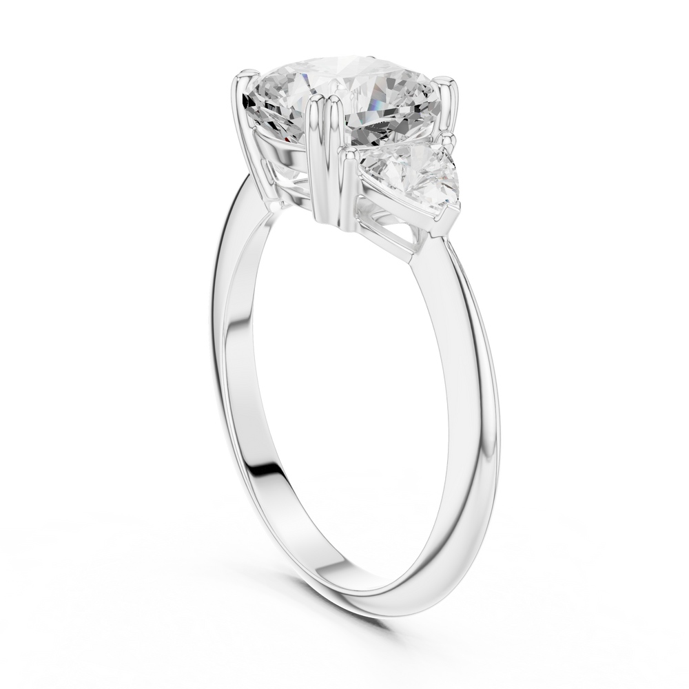 Cushion Cut Three Stone Diamond Engagement Ring