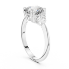 Cushion Cut Three Stone Diamond Engagement Ring