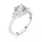 Cushion Cut Three Stone Diamond Engagement Ring
