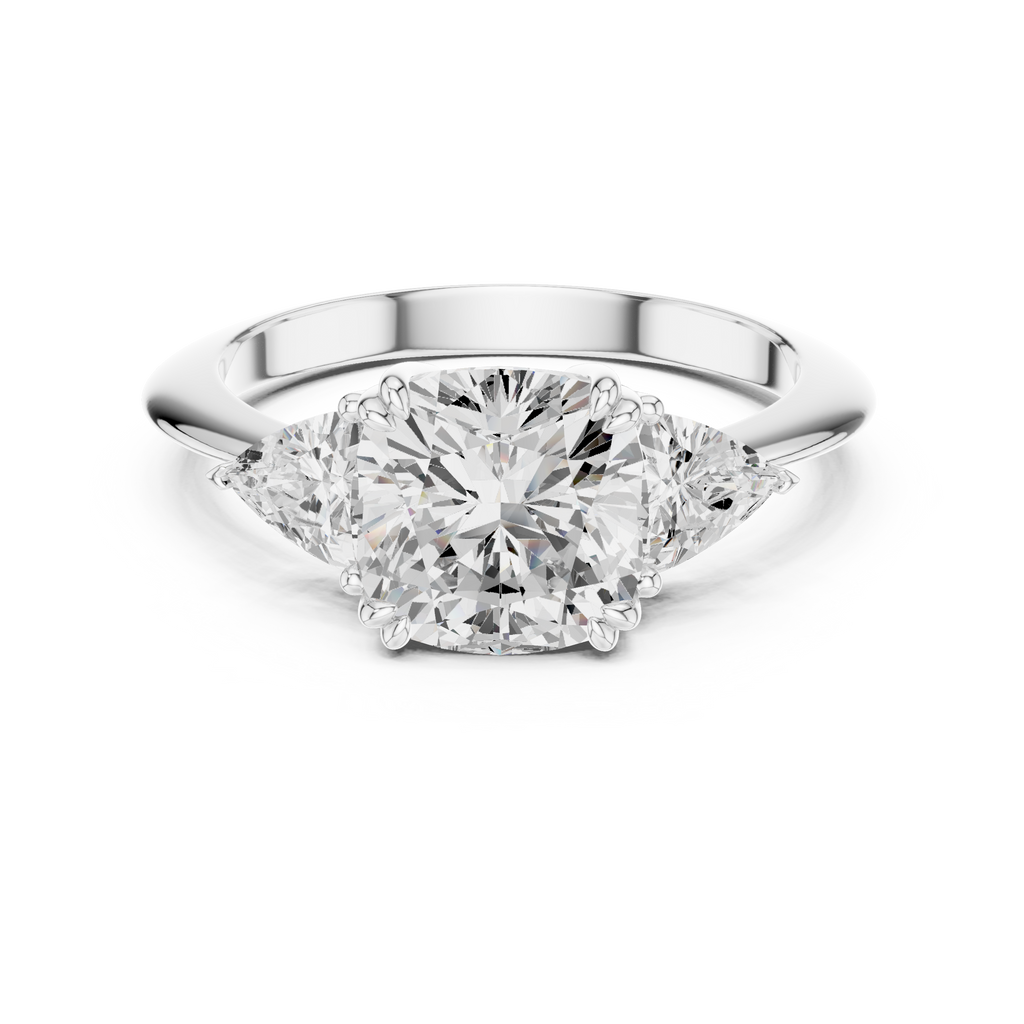 Cushion Cut Three Stone Diamond Engagement Ring