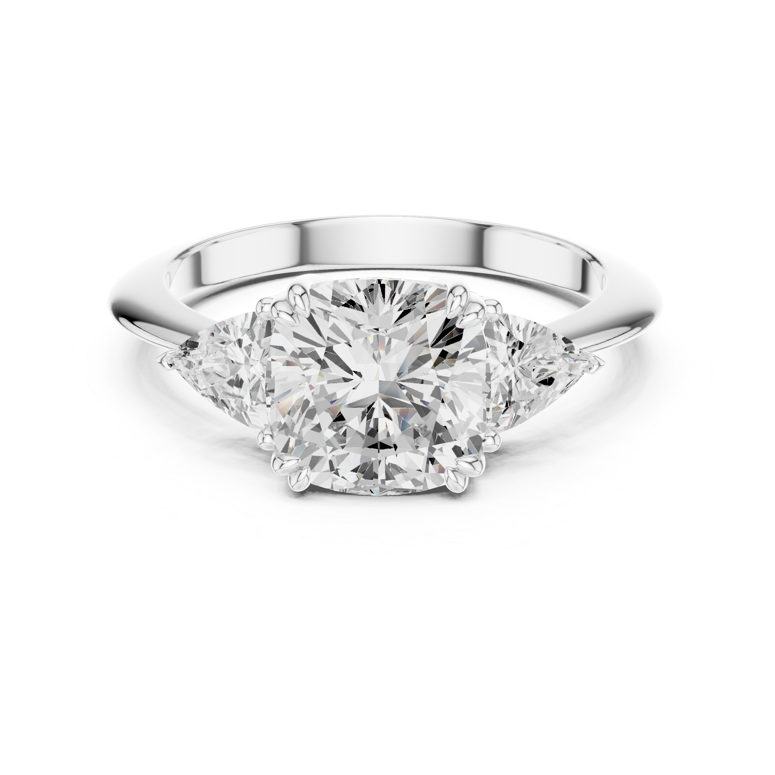 Cushion Cut Three Stone Diamond Engagement Ring
