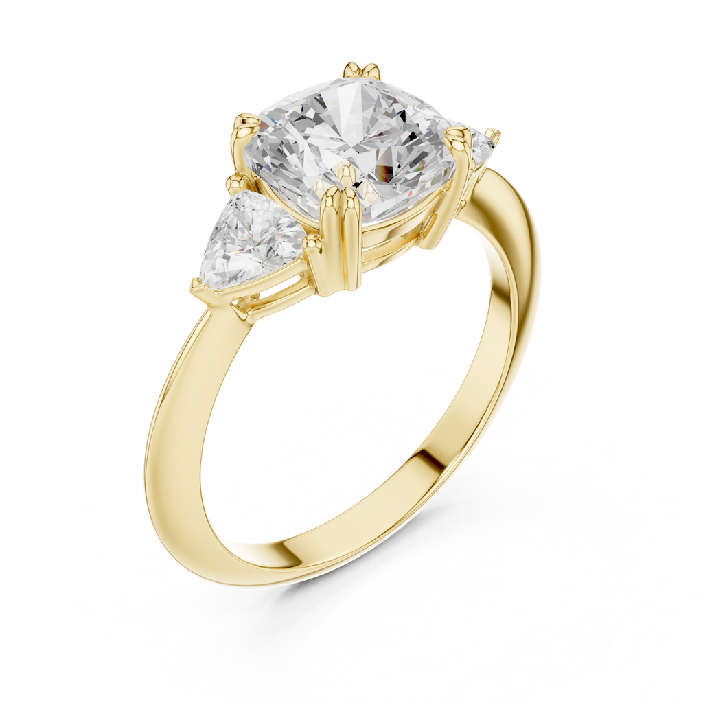 Cushion Cut Three Stone Diamond Engagement Ring