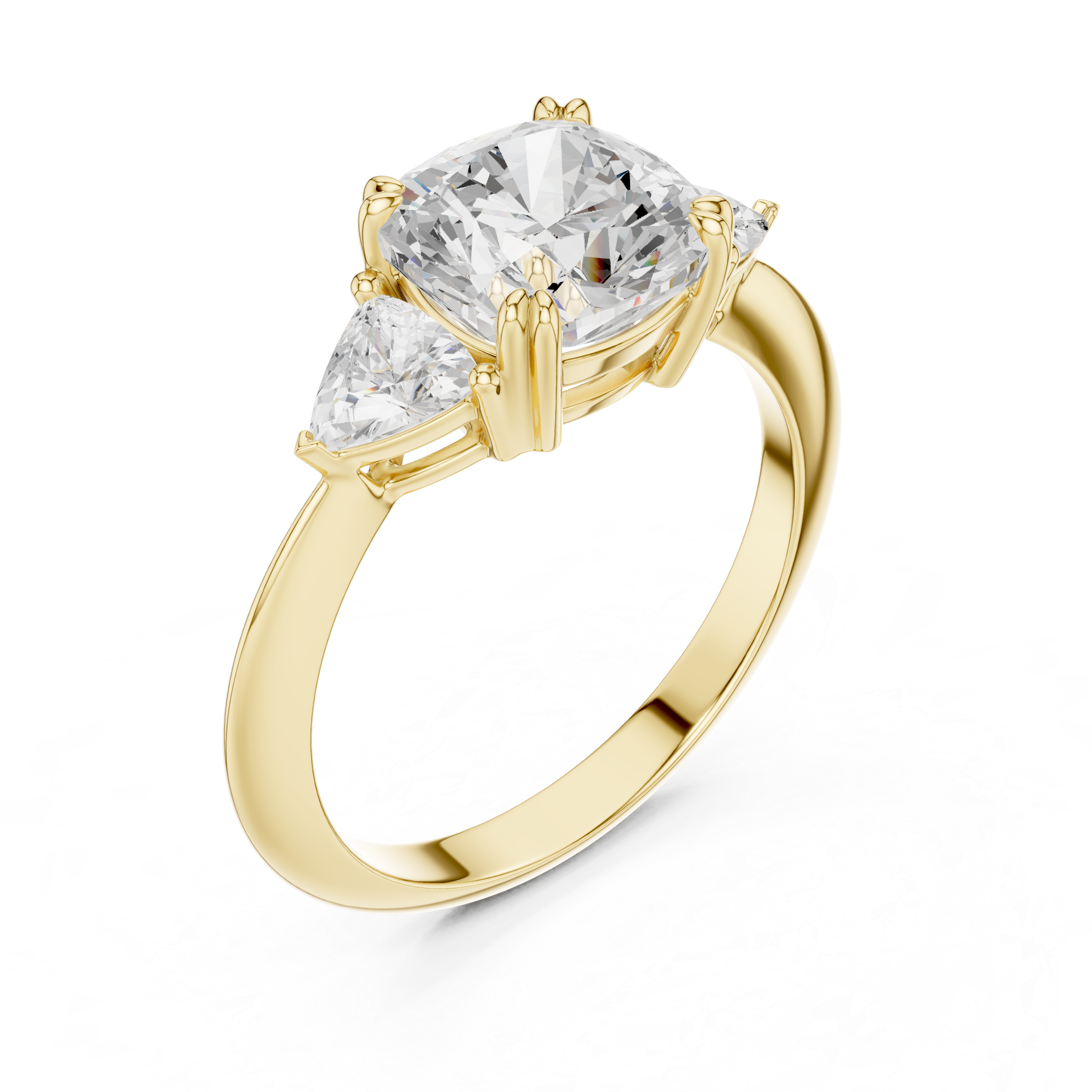 Cushion Cut Three Stone Diamond Engagement Ring
