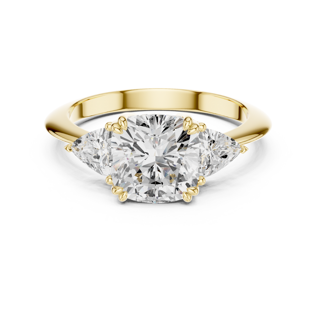 Cushion Cut Three Stone Diamond Engagement Ring
