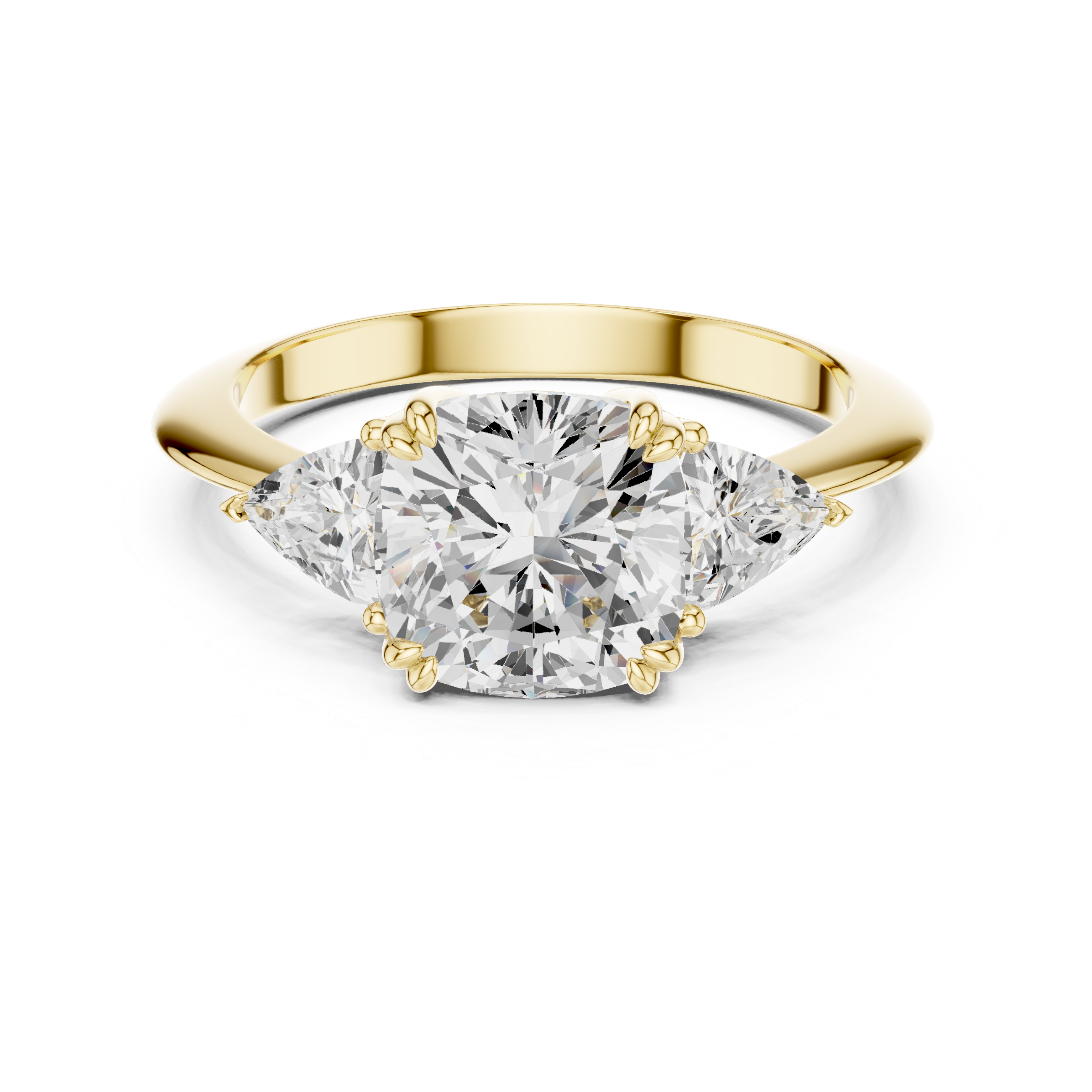 Cushion Cut Three Stone Diamond Engagement Ring