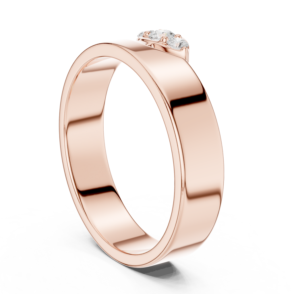 Three Stone Flush Set Diamond Band Ring