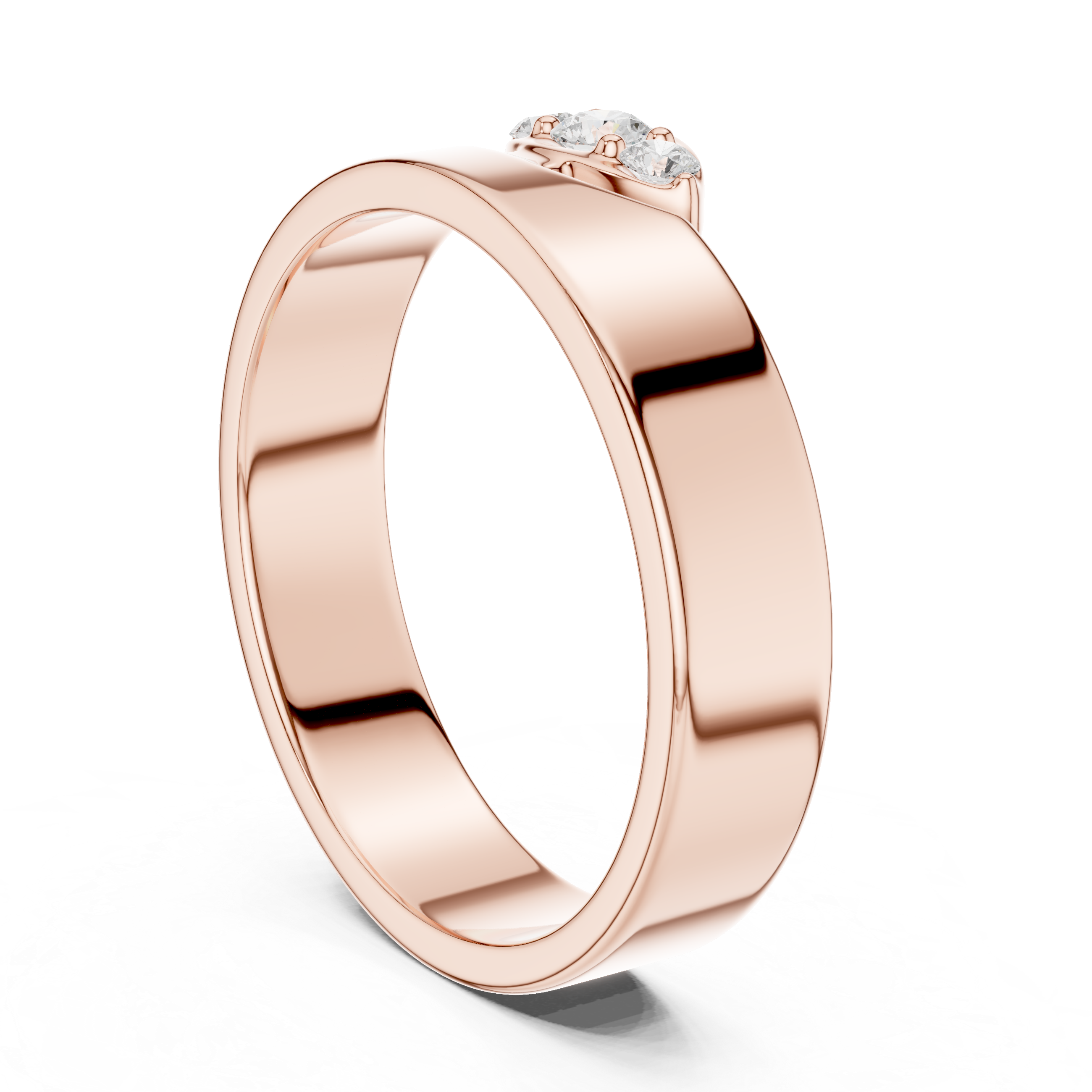 Three Stone Flush Set Diamond Band Ring