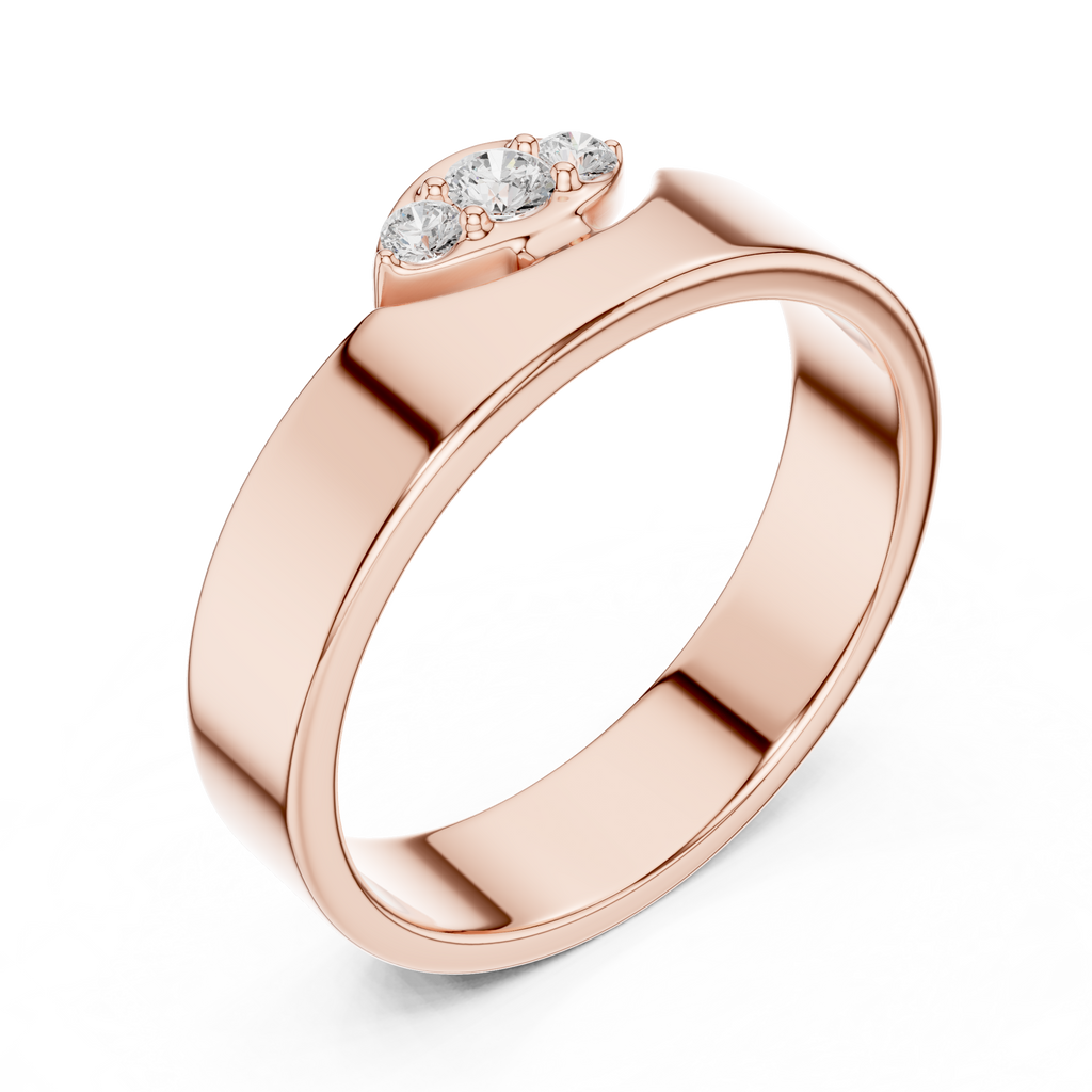 Three Stone Flush Set Diamond Band Ring