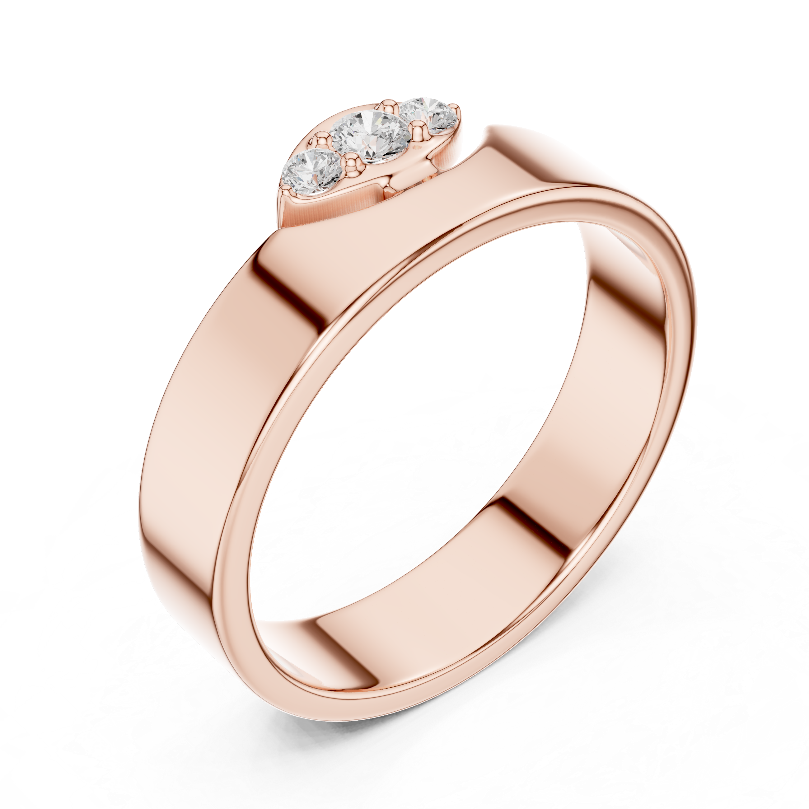 Three Stone Flush Set Diamond Band Ring