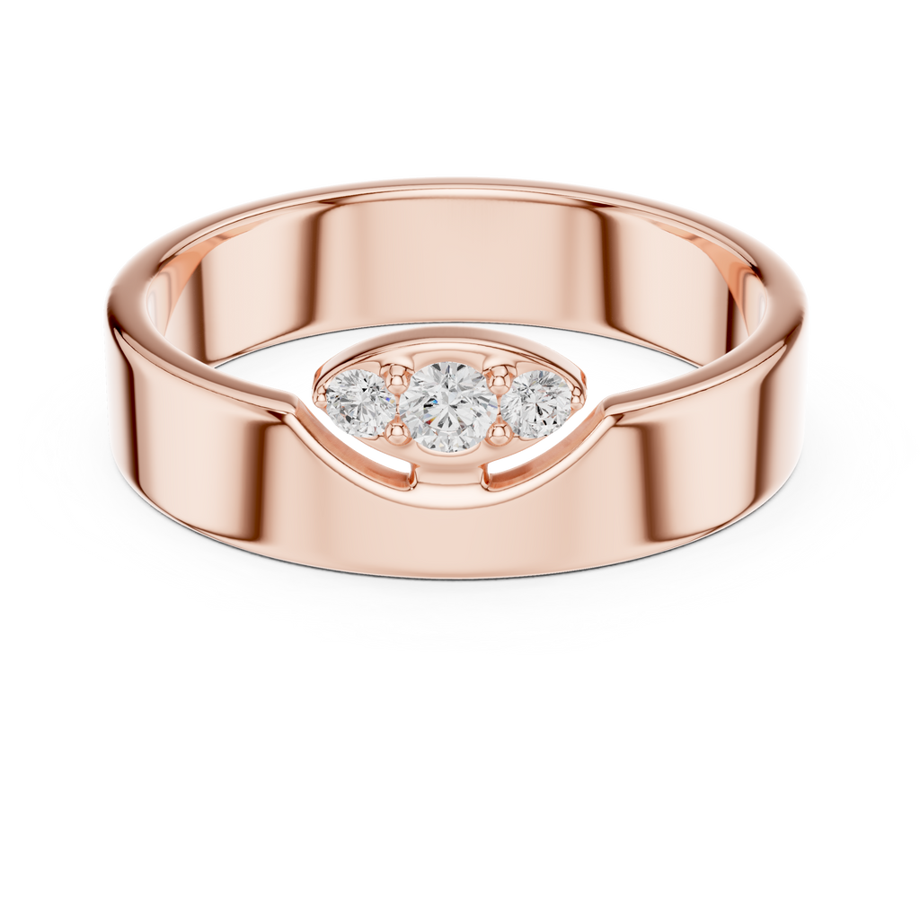 Three Stone Flush Set Diamond Band Ring