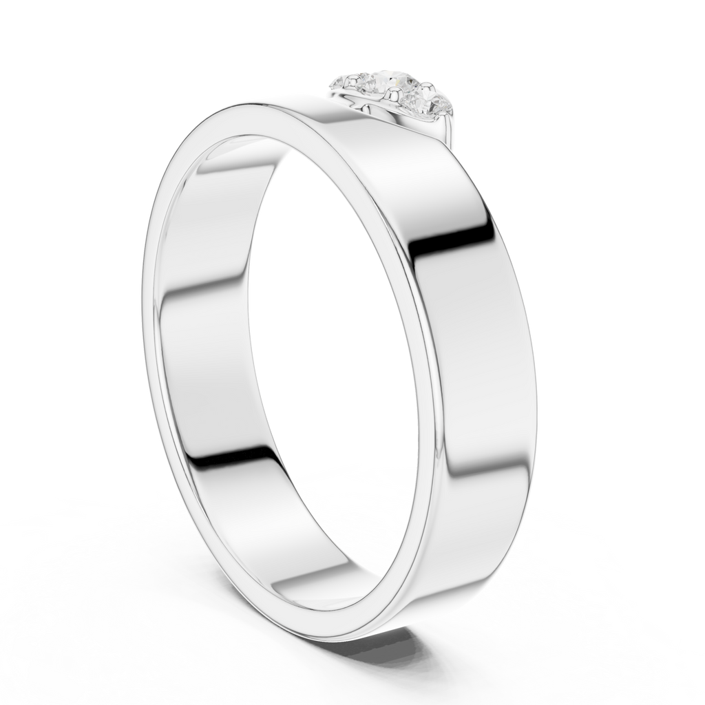 Three Stone Flush Set Diamond Band Ring