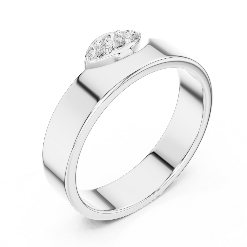 Three Stone Flush Set Diamond Band Ring