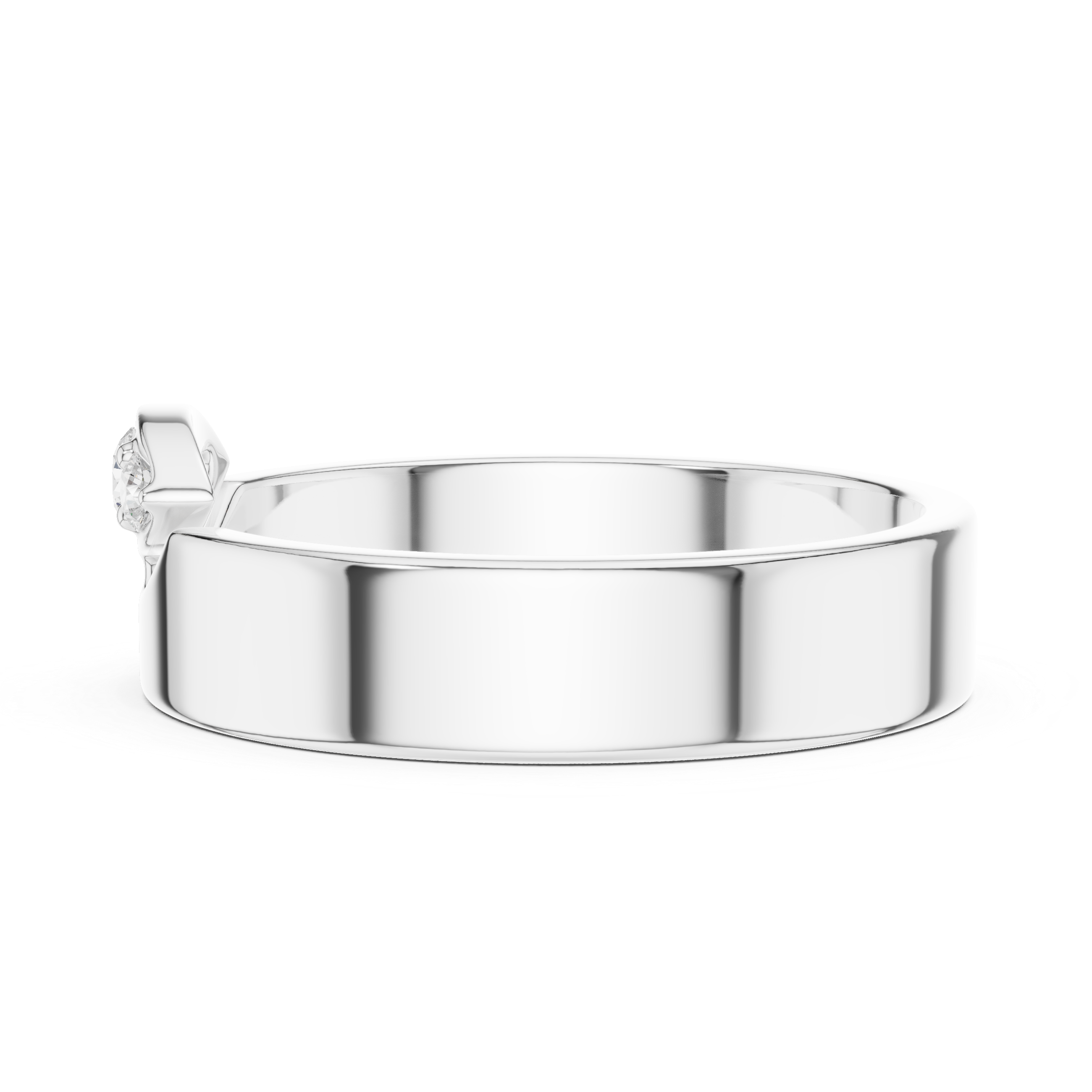 Three Stone Flush Set Diamond Band Ring