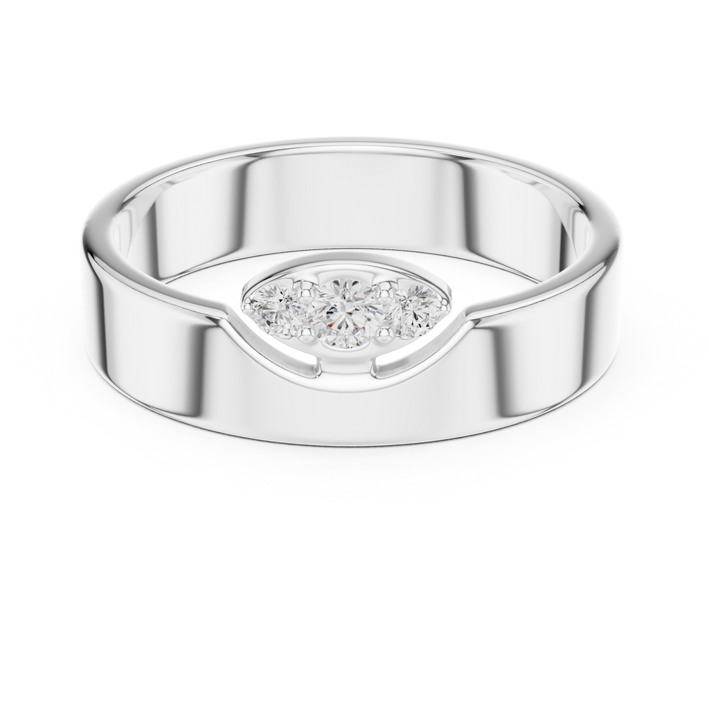 Three Stone Flush Set Diamond Band Ring