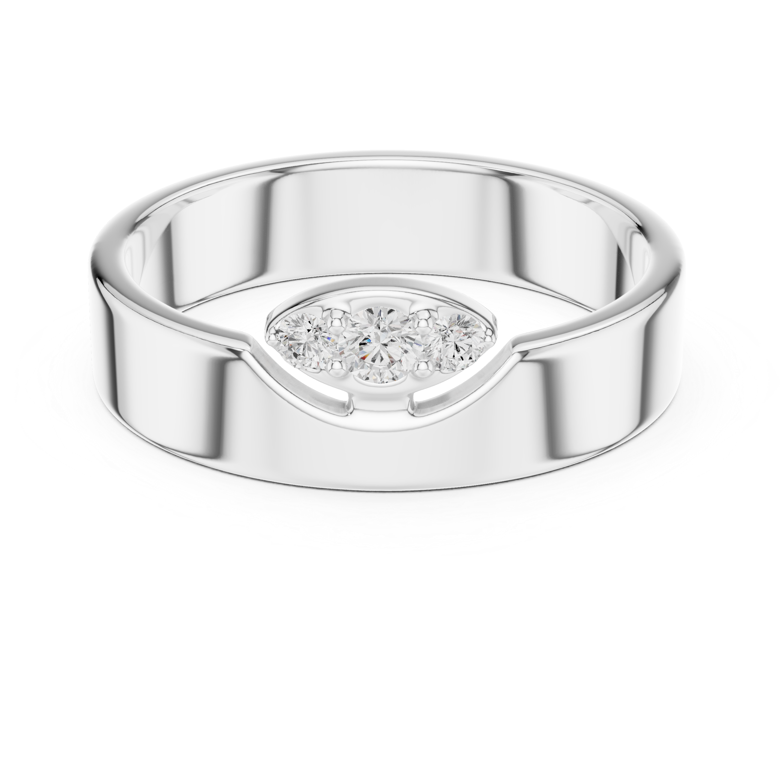 Three Stone Flush Set Diamond Band Ring