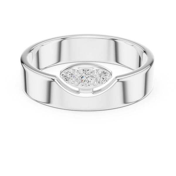 Three Stone Flush Set Diamond Band Ring