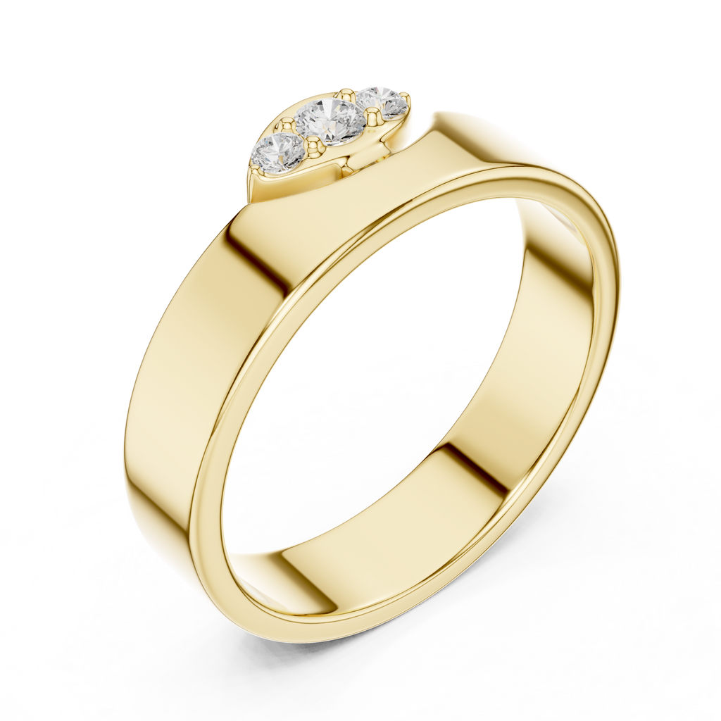 Three Stone Flush Set Diamond Band Ring
