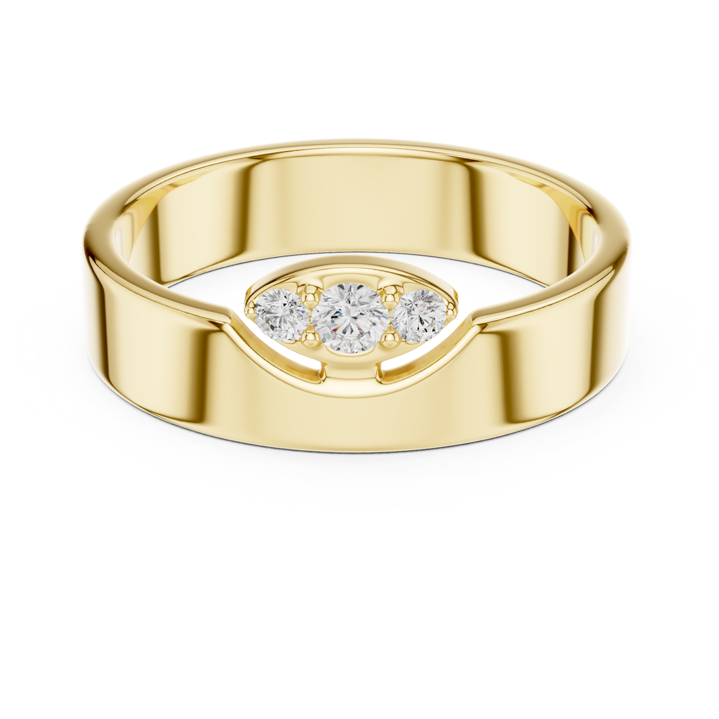 Three Stone Flush Set Diamond Band Ring