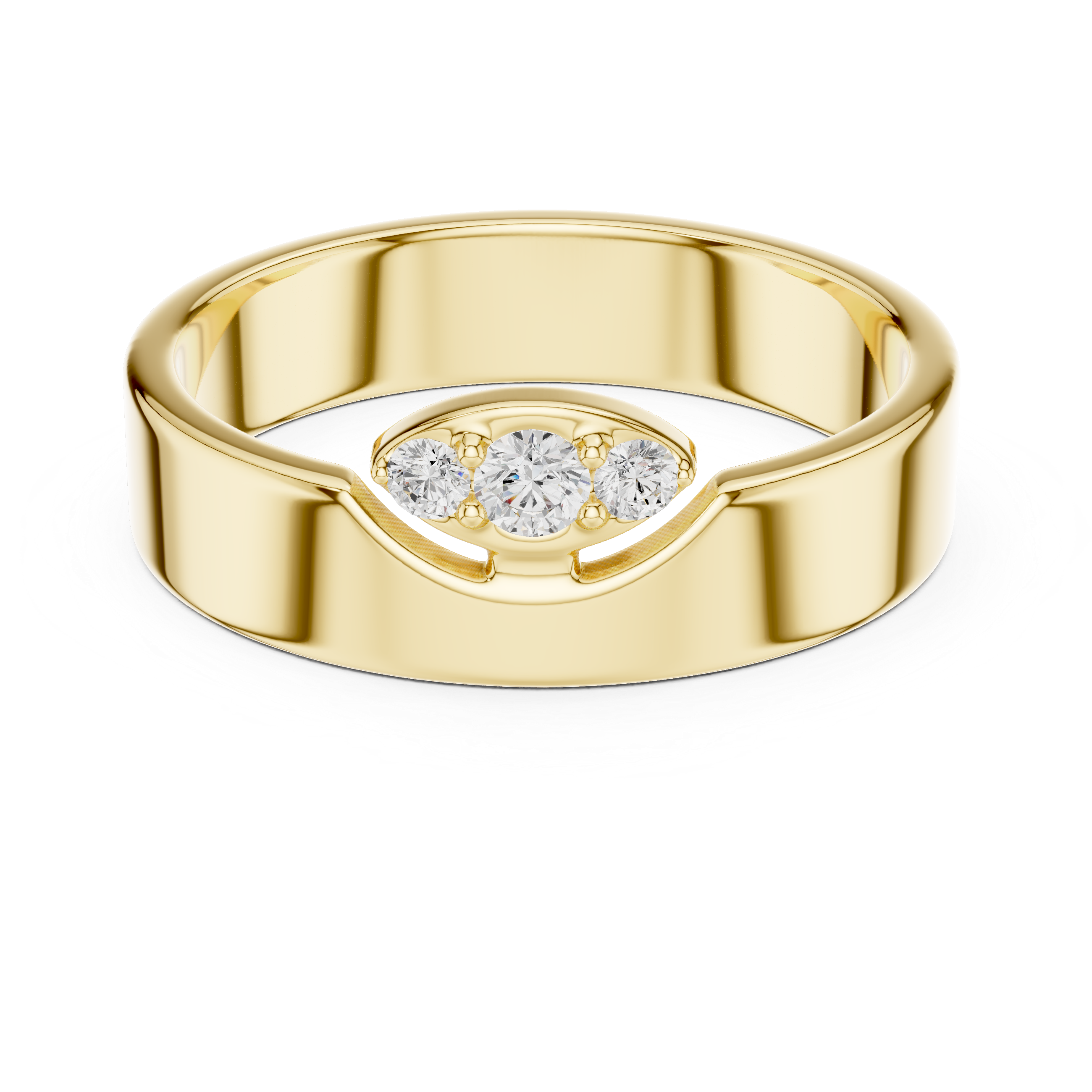 Three Stone Flush Set Diamond Band Ring