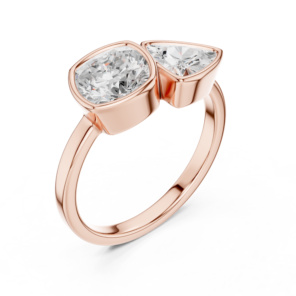 Cushion & Trillion Cut Two Stone Diamond Ring
