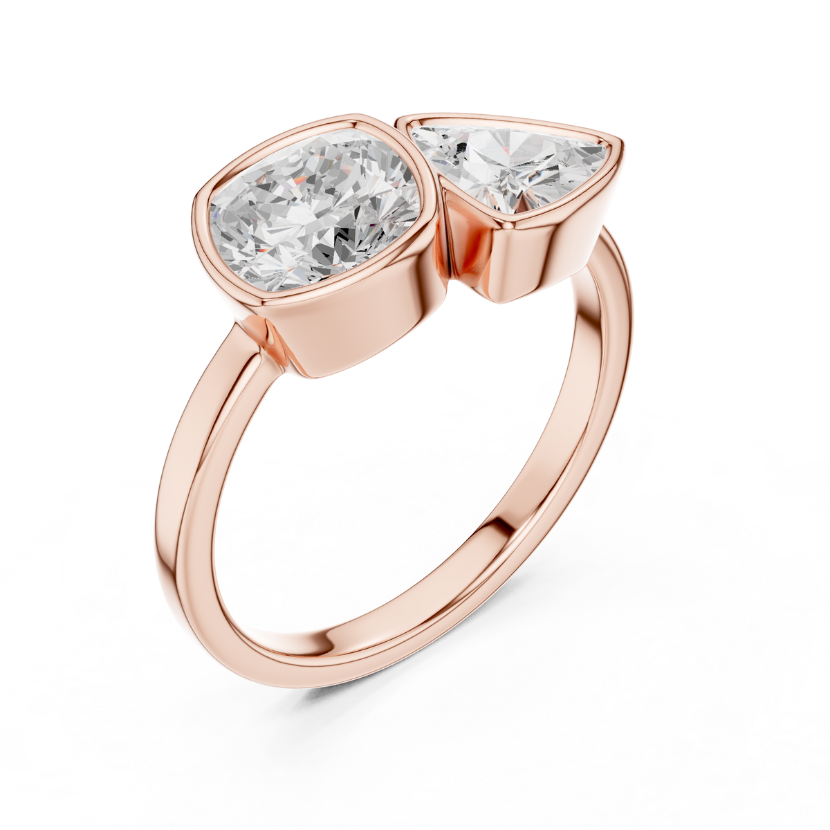 Cushion & Trillion Cut Two Stone Diamond Ring – view 7 of 12, lab grown diamond ring | Jewelix Atelier