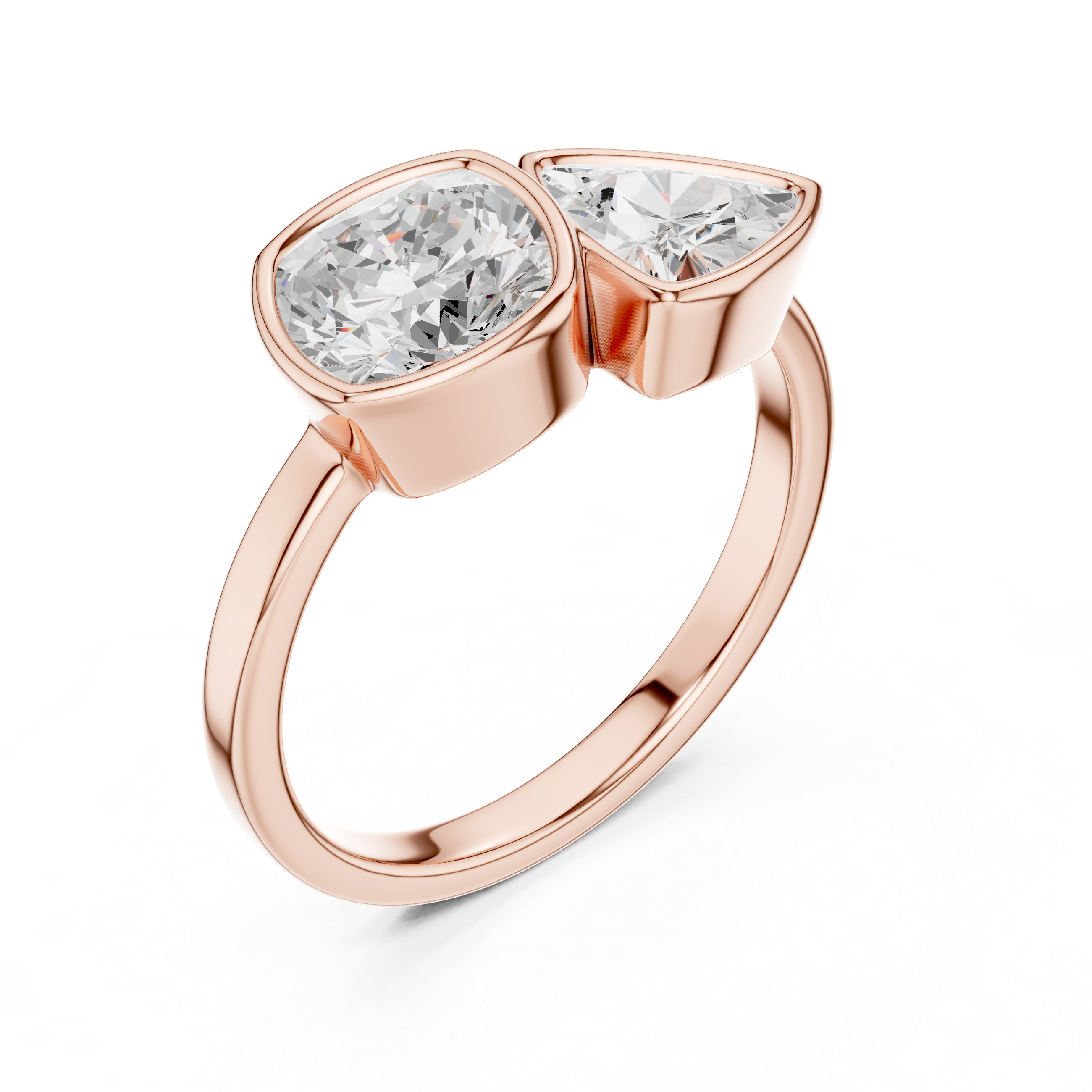 Cushion & Trillion Cut Two Stone Diamond Ring