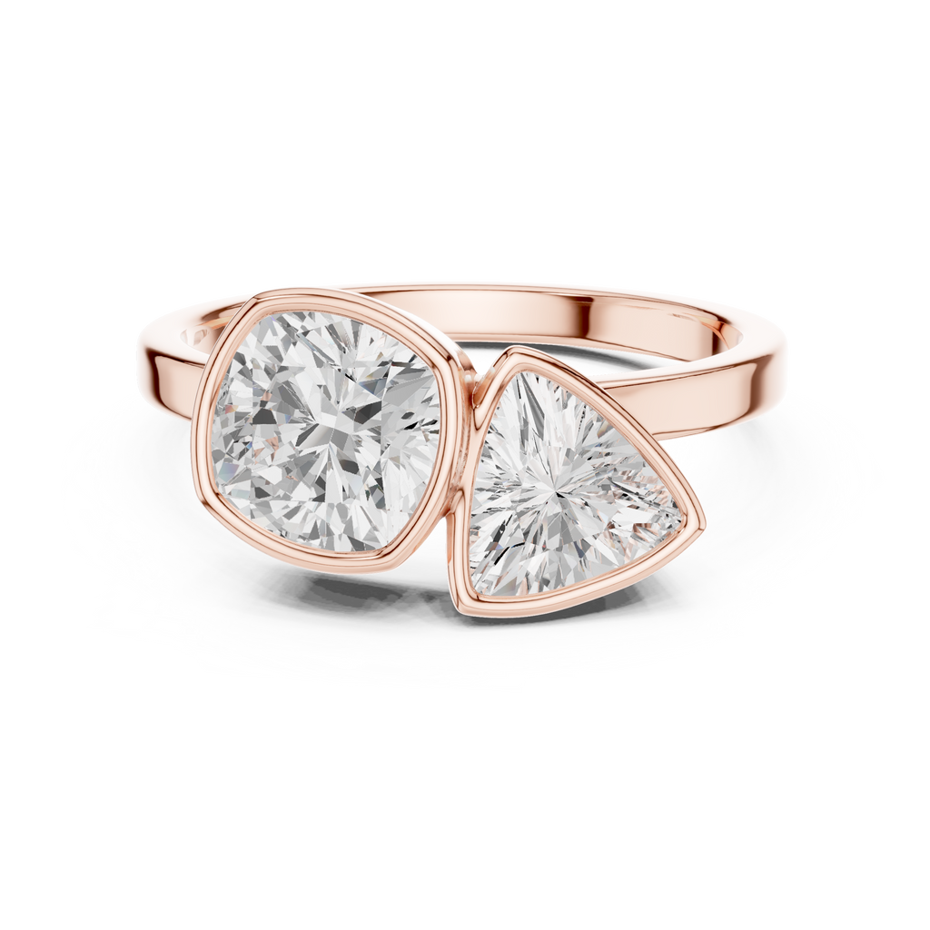 Cushion & Trillion Cut Two Stone Diamond Ring
