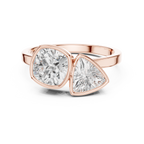 Cushion & Trillion Cut Two Stone Diamond Ring