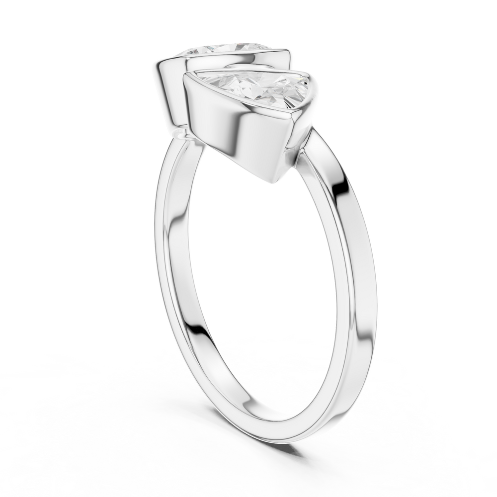 Cushion & Trillion Cut Two Stone Diamond Ring
