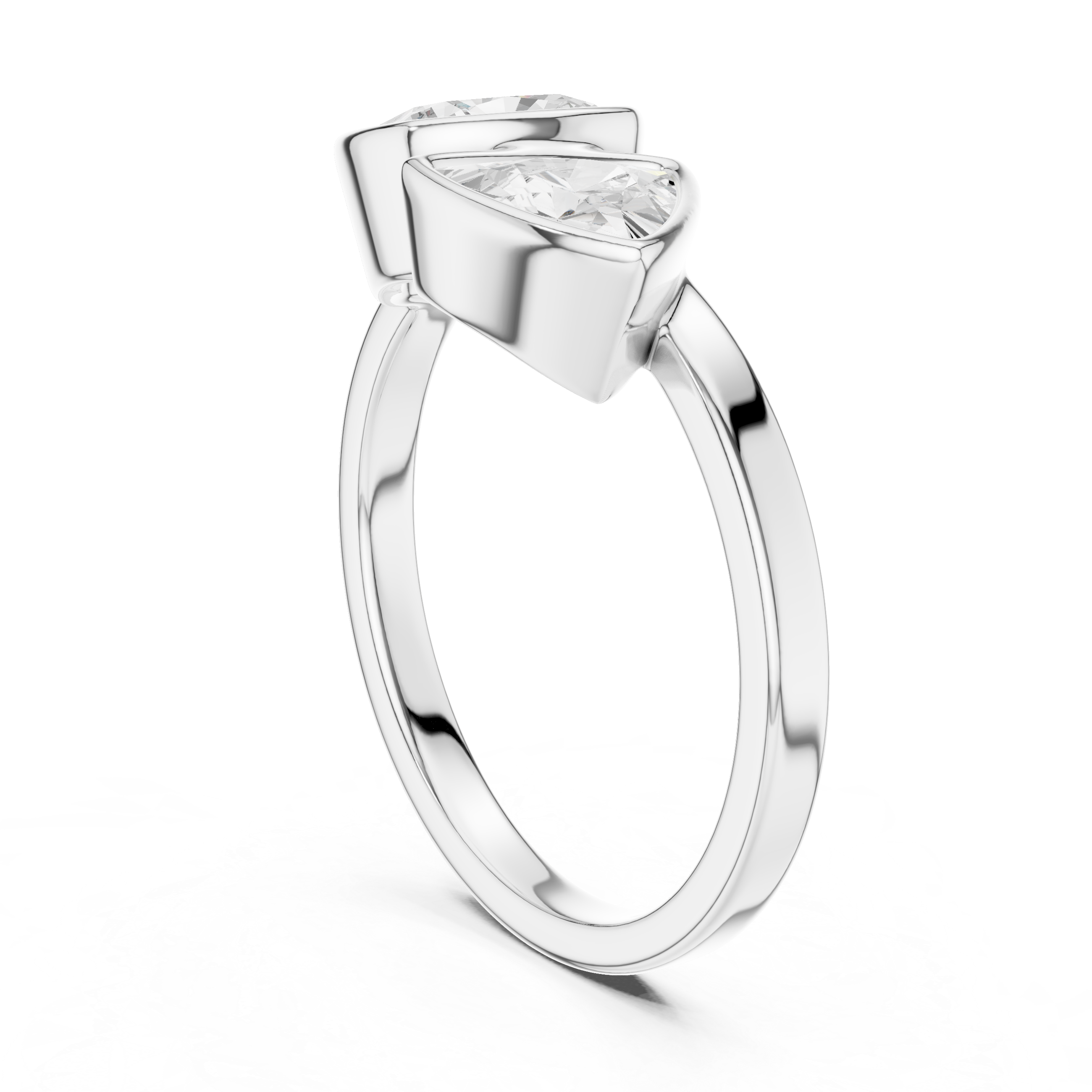 Cushion & Trillion Cut Two Stone Diamond Ring