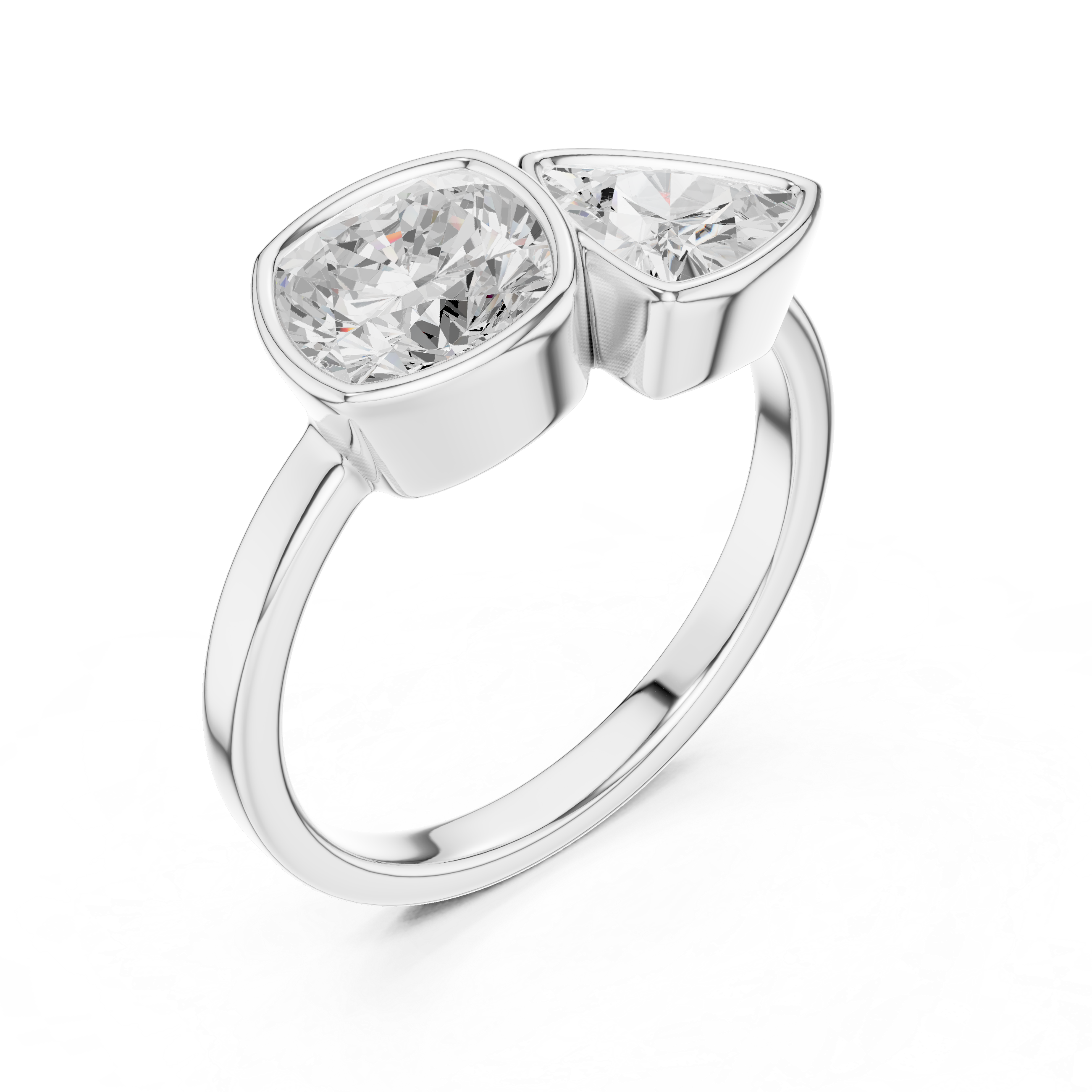 Cushion & Trillion Cut Two Stone Diamond Ring