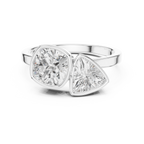 Cushion & Trillion Cut Two Stone Diamond Ring