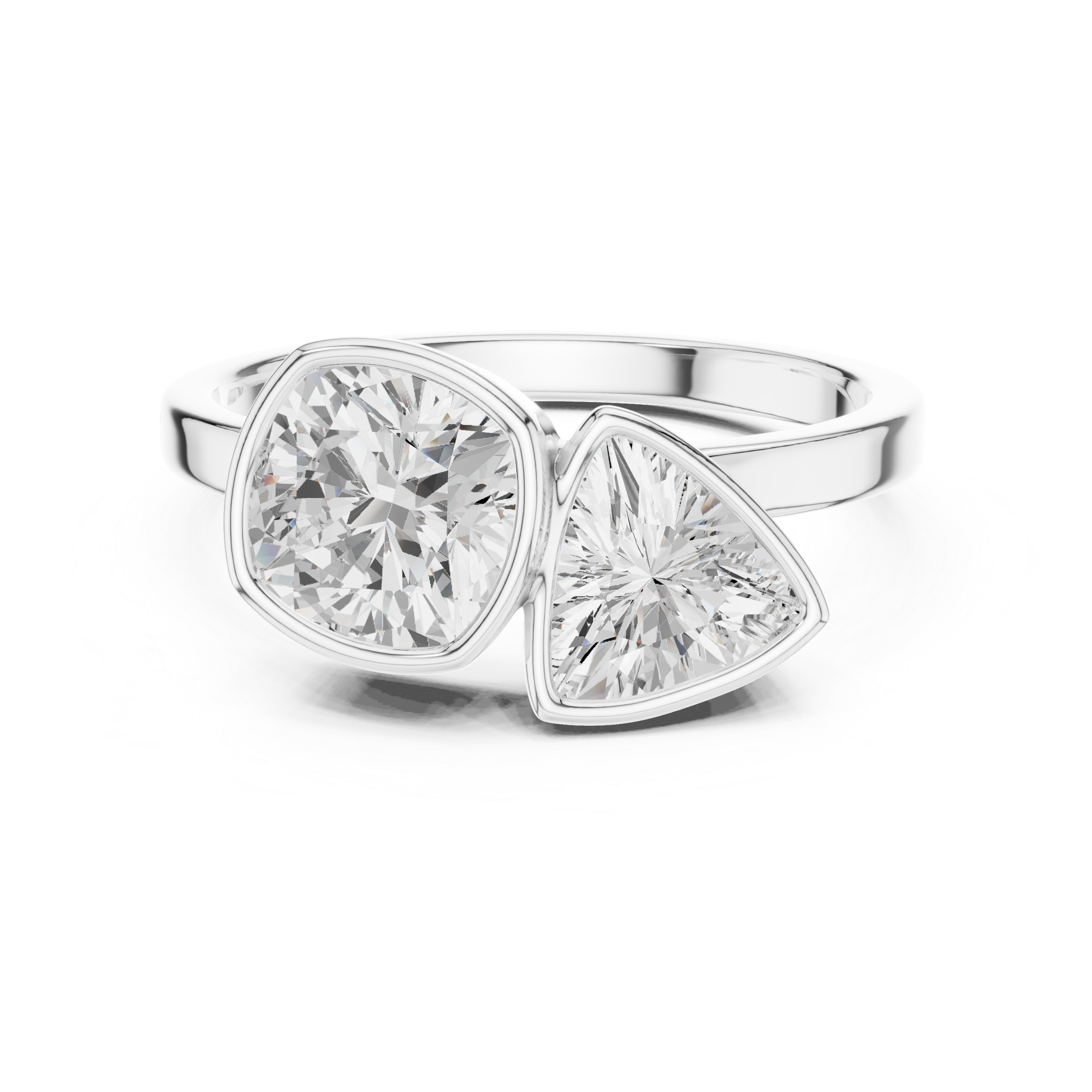 Cushion & Trillion Cut Two Stone Diamond Ring