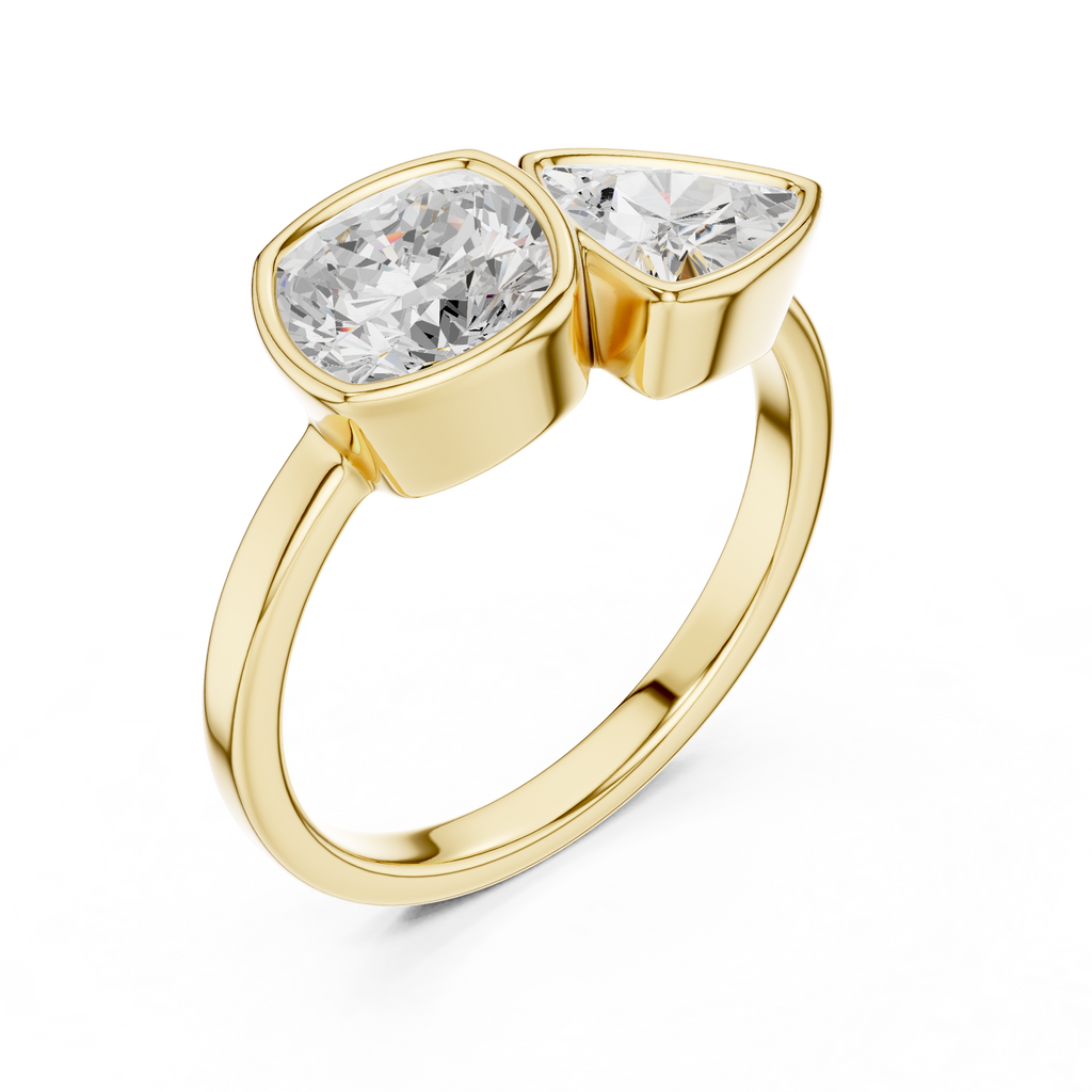Cushion & Trillion Cut Two Stone Diamond Ring