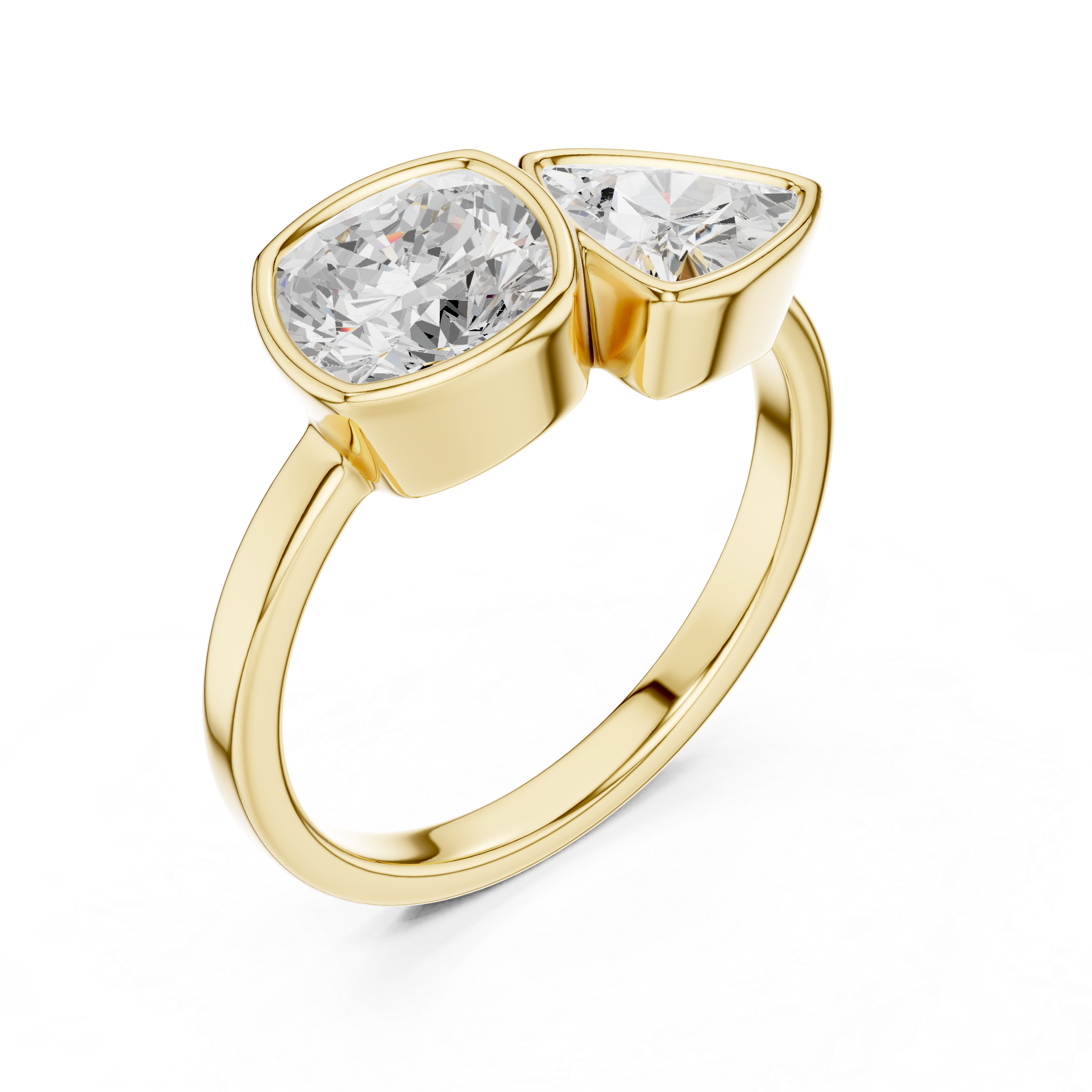 Cushion & Trillion Cut Two Stone Diamond Ring