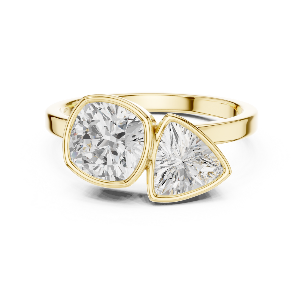 Cushion & Trillion Cut Two Stone Diamond Ring