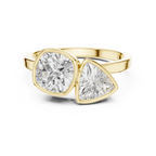 Cushion & Trillion Cut Two Stone Diamond Ring